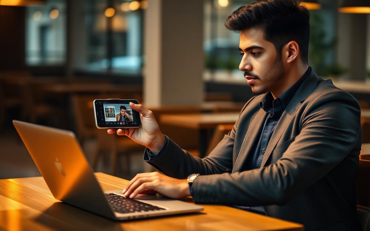 Empreendedor analisando campanhas de TikTok Ads em notebook e celular